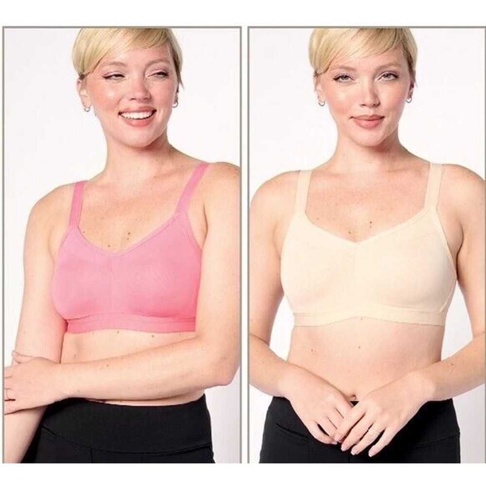 Cuddl Duds Set of 2 Smooth Micro Extra Support Bralette Sz M Pink/Nude Lounge